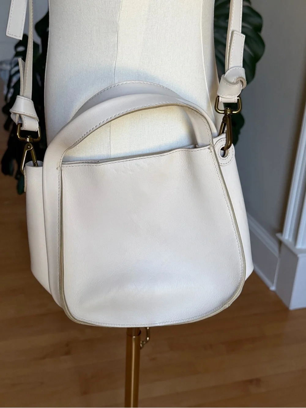 Madewell White Leather Top Handle Crossbody Bag NWT